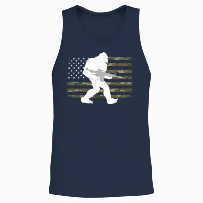 Bigfoot Gun Owner Camo Us American Flag Sasquatch Ar15 Rifle Unisex Tank Top - Navy