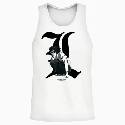 Death Note Old English L Anime Unisex Tank Top - White
