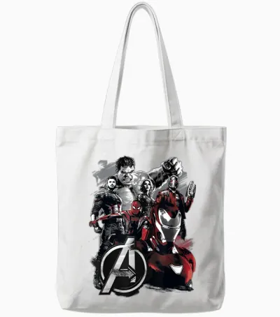 Marvel Infinity War Avengers Grunge Logo Graphic Tote Bags - White
