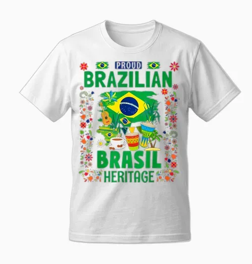 Brazil Flag for Kids - Brazil and Brazil Flag T-Shirt, Yellow, S Unisex T-Shirt - White