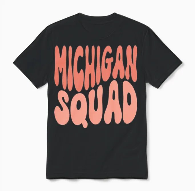 Michigan Squad Cute Retro Unisex T-Shirt - Black