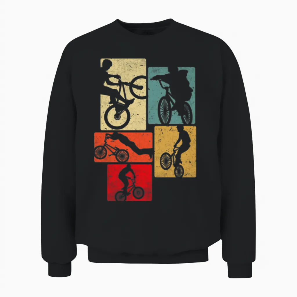Bicycle Retro Unisex Sweatshirt in Black