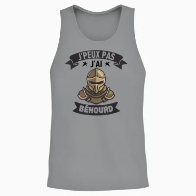 J'peux Pas J'ai Béhourd Funny Sport Combat Knight Humour T-Shirt, White, S Unisex Tank Top - Sport Grey