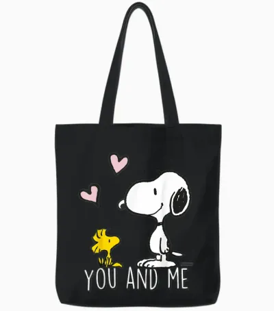 Peanuts - Snoopy Woodstock You and I Tote Bags - Black