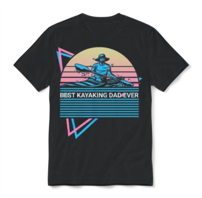 Kayak Kayaking Retro Unisex T-Shirt - Black