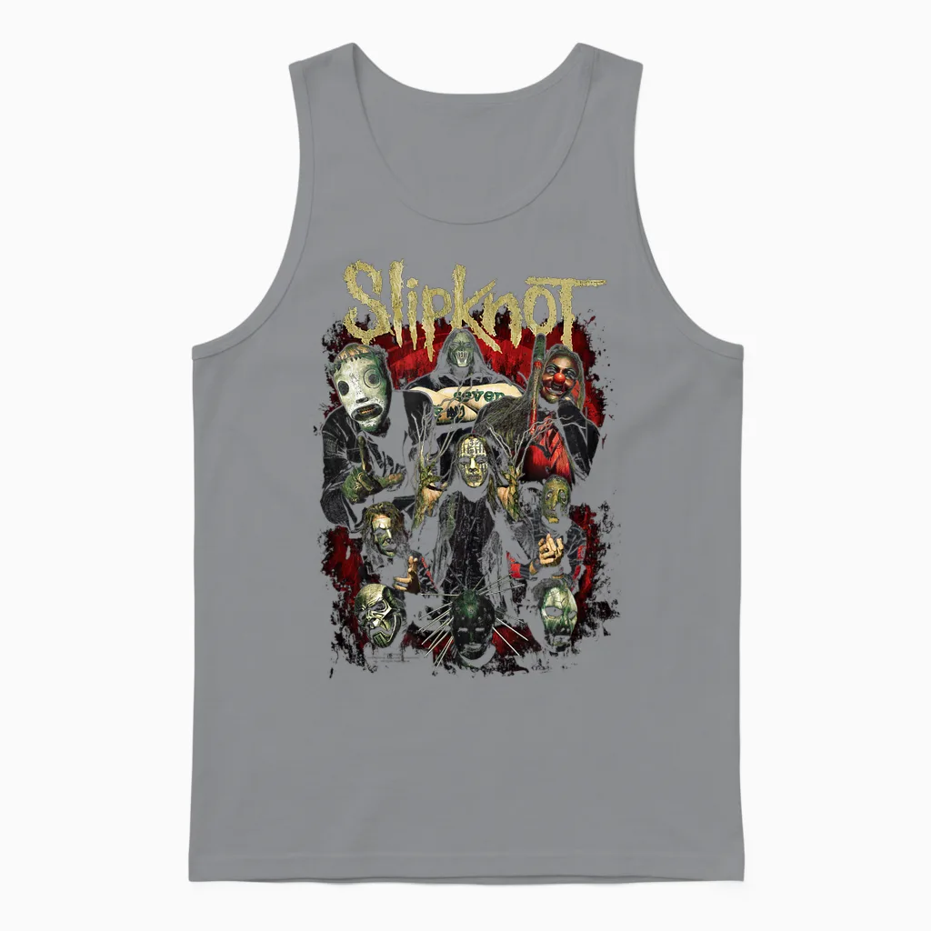 Slipknot Come and Play Dying Metal Band Artwork T-Shirt, Black, S Unisex Tank Top in Sport Grey