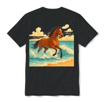 Majestic Horse Emerging from the Sea Unisex T-Shirt - Black