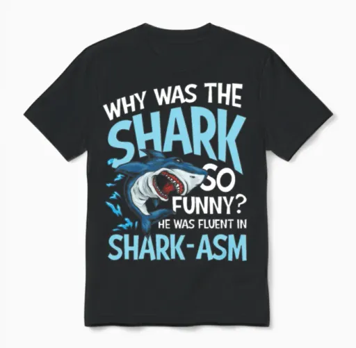 Why Was the Shark So Funny Fluent in Shark-Asm Unisex T-Shirt in Black