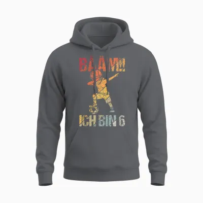 Bääm Ich Bin 6 Dabbing Geburtstagsshirt 6 Jahre Jungs Unisex Hoodie - Charcoal