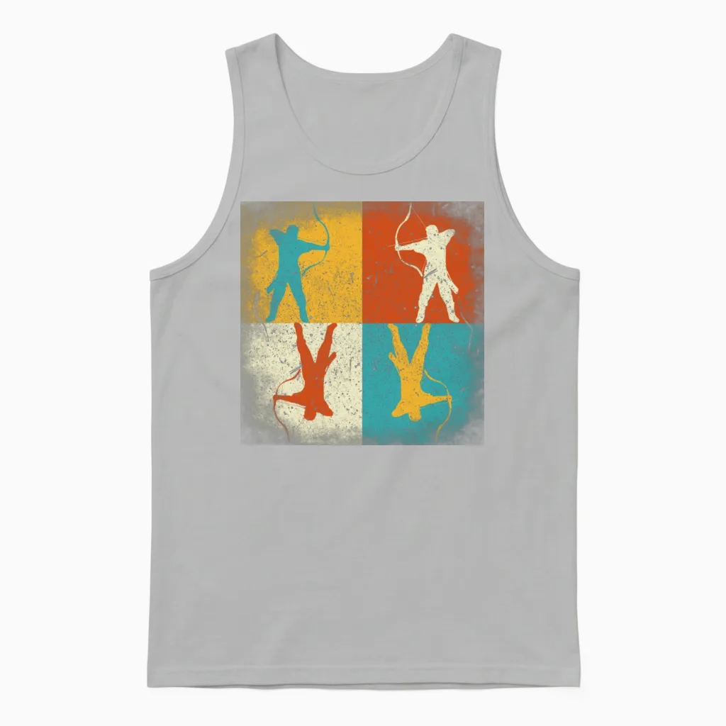 Archery Practice Retro Squares Unisex Tank Top - Ash