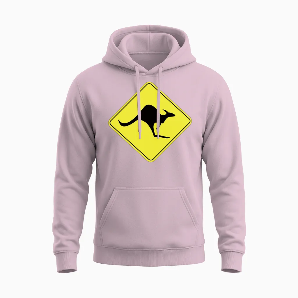 Kangaroo Unisex Hoodie in Light Pink