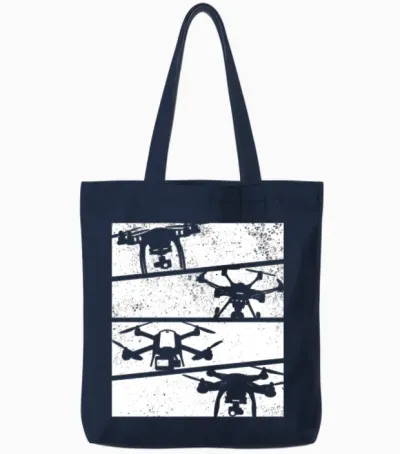 Retro Drone Quadcopter Drone - Retro Drone Tote Bags - Navy