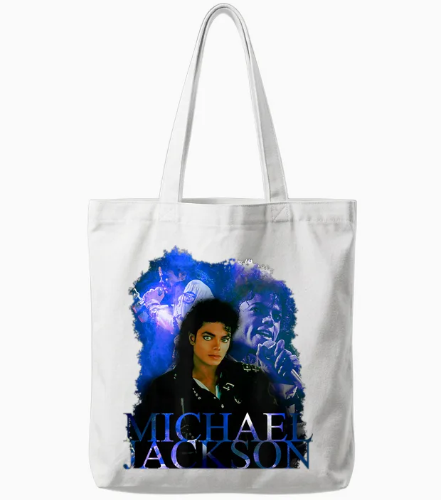 Michael Jackson-003 T-Shirt, Black, S Tote Bags in White