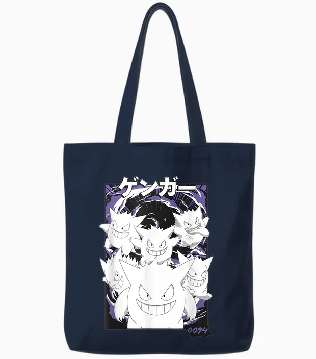 Pokémon Gengar 0094 Multiple Faces Vintage Tote Bags in Navy