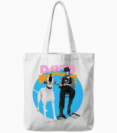 David Bowie and Dog Max Tote Bags - White