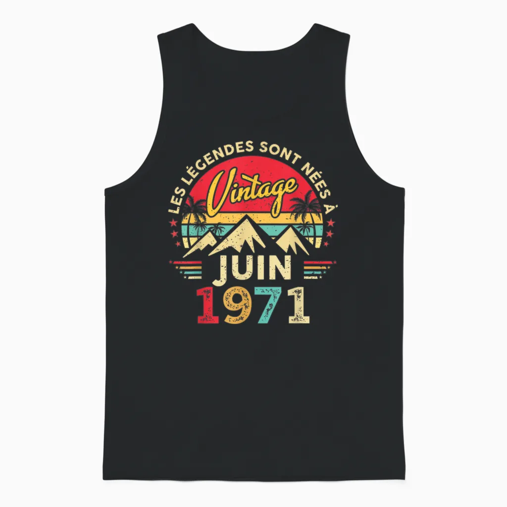 1971 Déco Drôle Cadeau Unisex Tank Top in Black