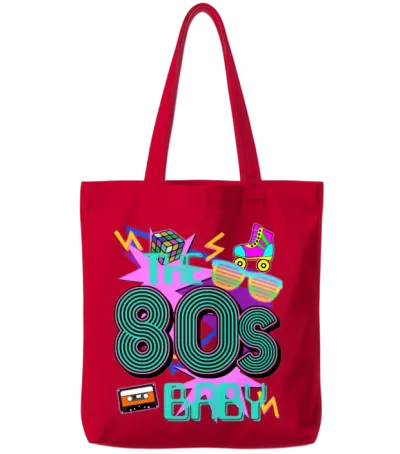 Retro 1980 80s Tote Bags - Red
