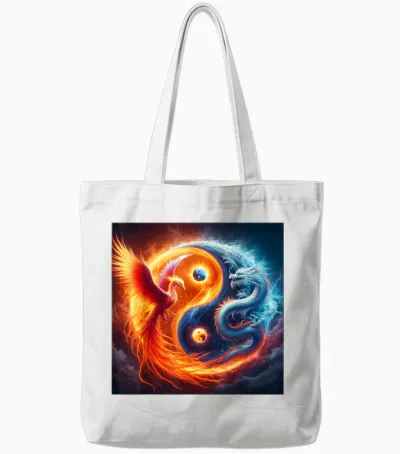 Yin Und Yang Phoenix Und Japanischer Drache Tote Bags - White