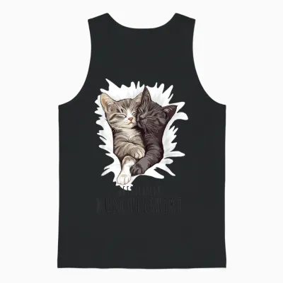 Cat Sleeping Shirt Cat Official Cuddly Shirt T-Shirt, White Unisex Tank Top - Black