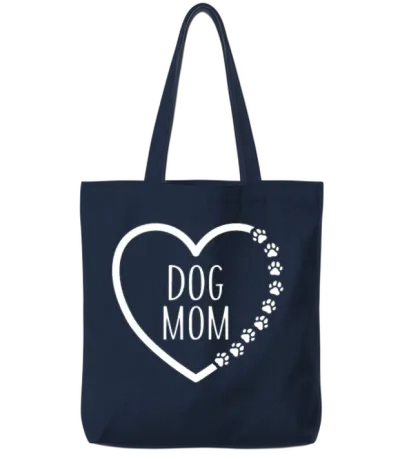 Dog Mom Dog Mother Dog Love Dog Heart Cute Dog Mom Tote Bags - Navy