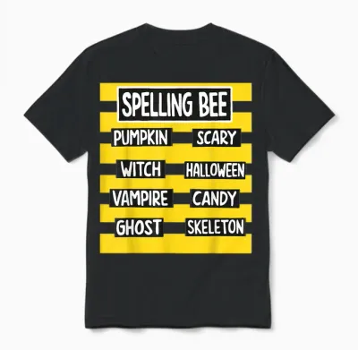 Funny Pun Halloween Costume for Teachers Spelling Bee Unisex T-Shirt - Black