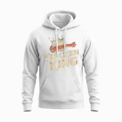 Fried Chicken Food Funny Fried Chicken King Cool Love Men's T-Shirt, Black, S Unisex Hoodie - White