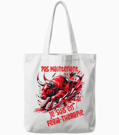 Feria Therapy Taurus Bayonne Dax Basque Humor Alcohol Party T-Shirt, White, S Tote Bags - White