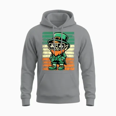 Rétro Leprechaun St Patty's Shamrock Funny St Patrick Unisex Hoodie - Sport Grey