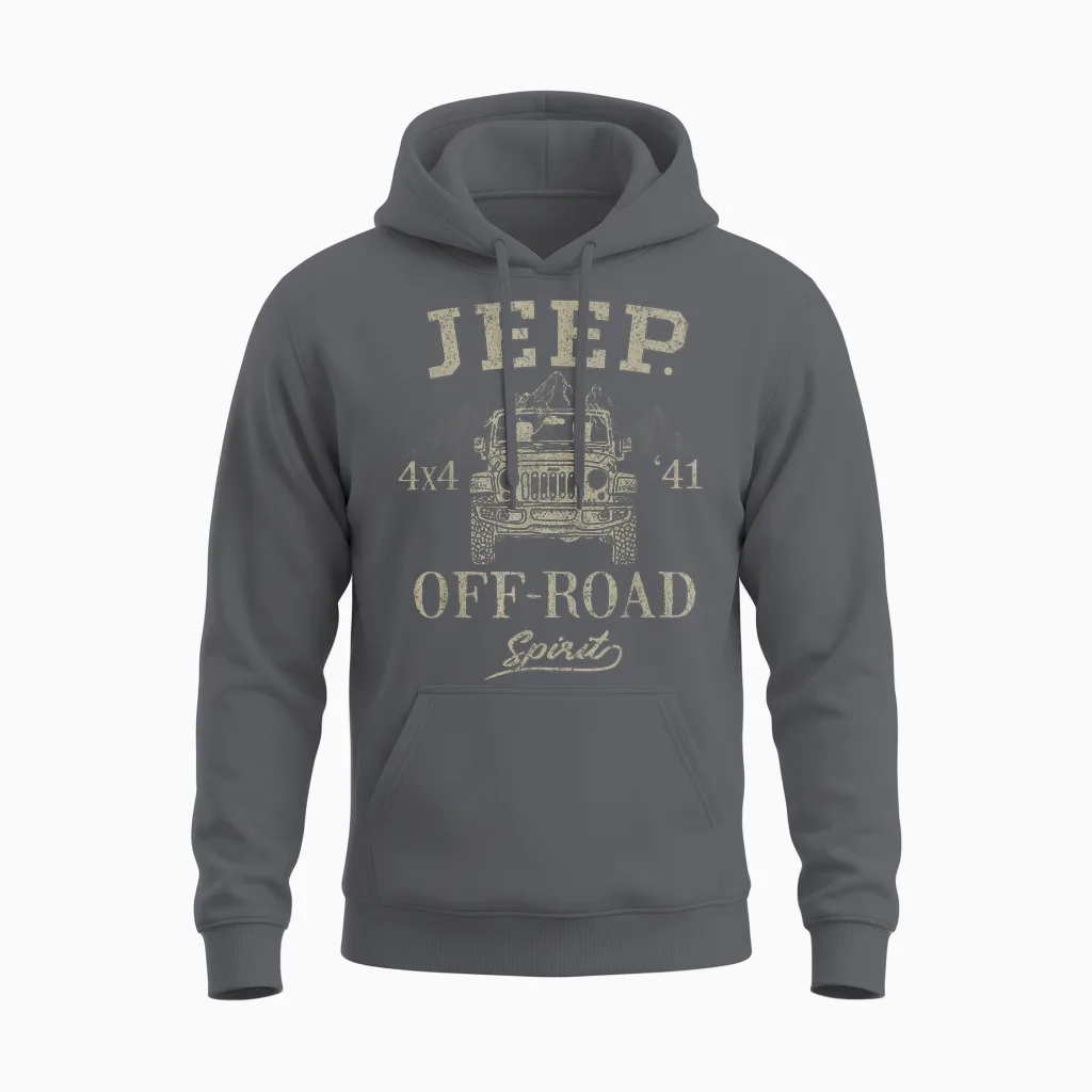 Jeep 4x4 off Road Spirit Unisex Hoodie in Charcoal