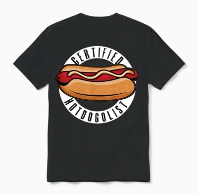 Cool Hot Dog Design for Men Women Boys Sausage Hot Unisex T-Shirt - Black