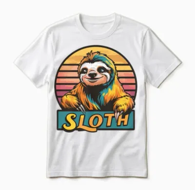 Funny Sloth Retro Vintage Unisex T-Shirt - White
