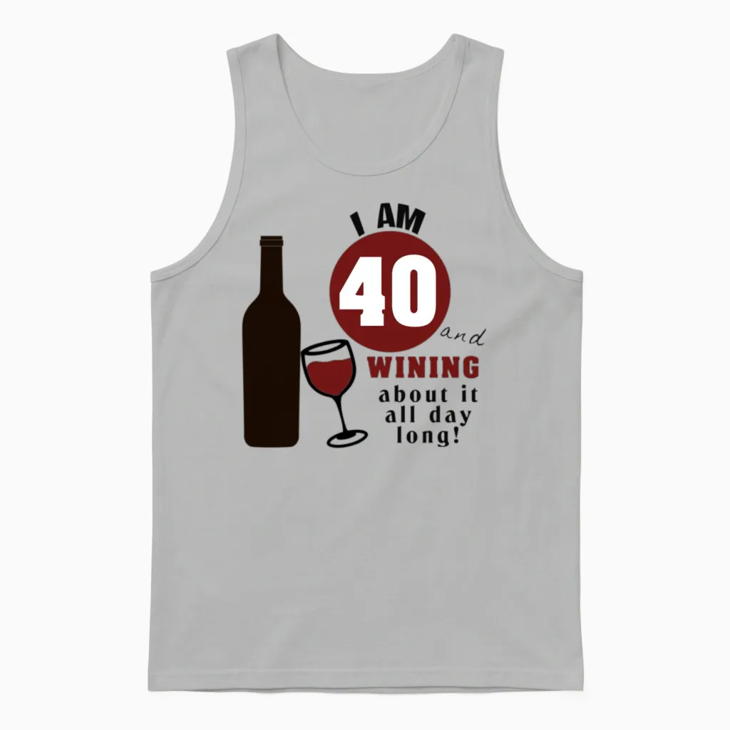 40th Birthday Wine Funny & Beer Unisex Tank Top in Ash