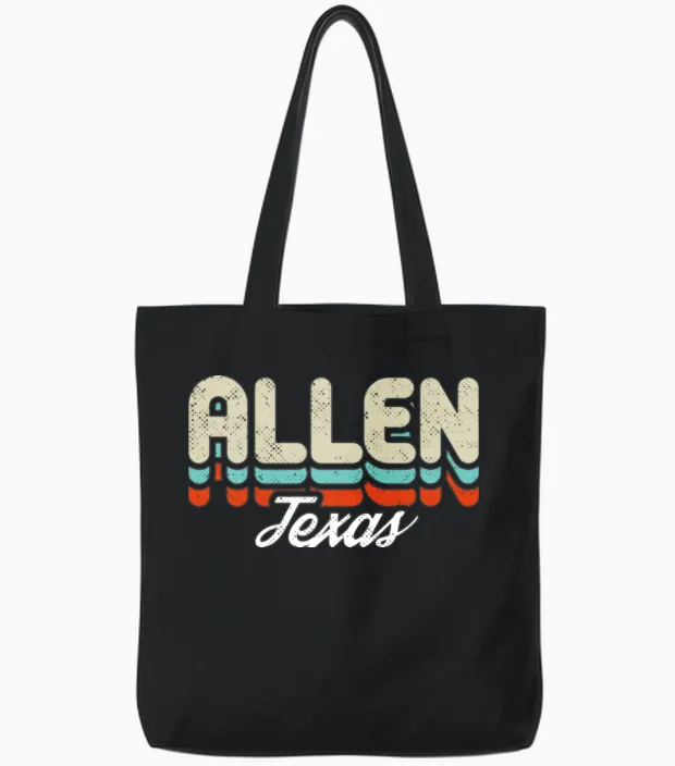 Retro Allen Texas Tote Bags - Black