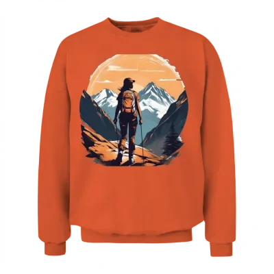 Hiking Girl Unisex Sweatshirt - Orange