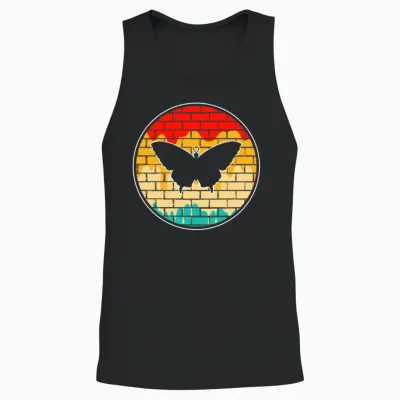 Butterfly Retro Unisex Tank Top - Black