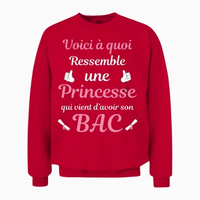 Baccalauréat 2026 Princesse Cadeau Enfant Bac Fille Femme T-Shirt Haut De Gamme Unisex Sweatshirt - Red