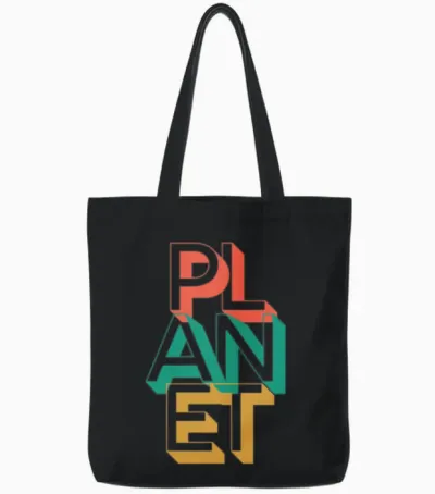 Retro Planet Tote Bags - Black