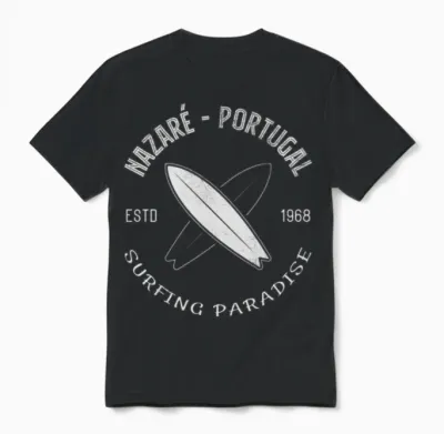 Nazare Surf Surfing Portugal Surfer Praia Do Norte Unisex T-Shirt - Black