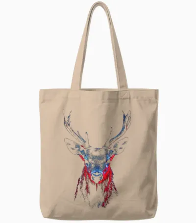 Animal Lover Deer, Abstract Pattern, Portrait, Art, Deer Tote Bags - Natural