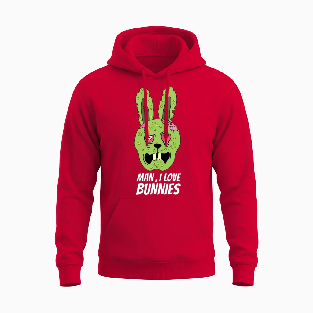 Funny Zombie Bunny - Easter Unisex Hoodie in Red
