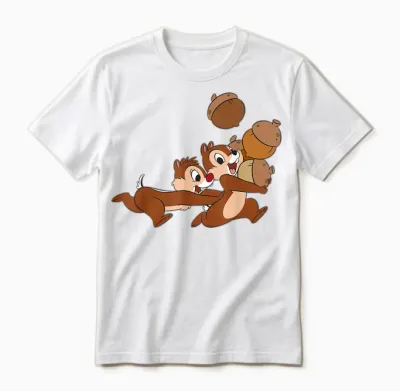 Disney Chip ‘n Dale Chipmunks Acorn Run T-Shirt Small Unisex T-Shirt - White