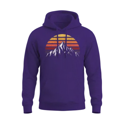 Retro Sunset Mountain Unisex Hoodie - Purple