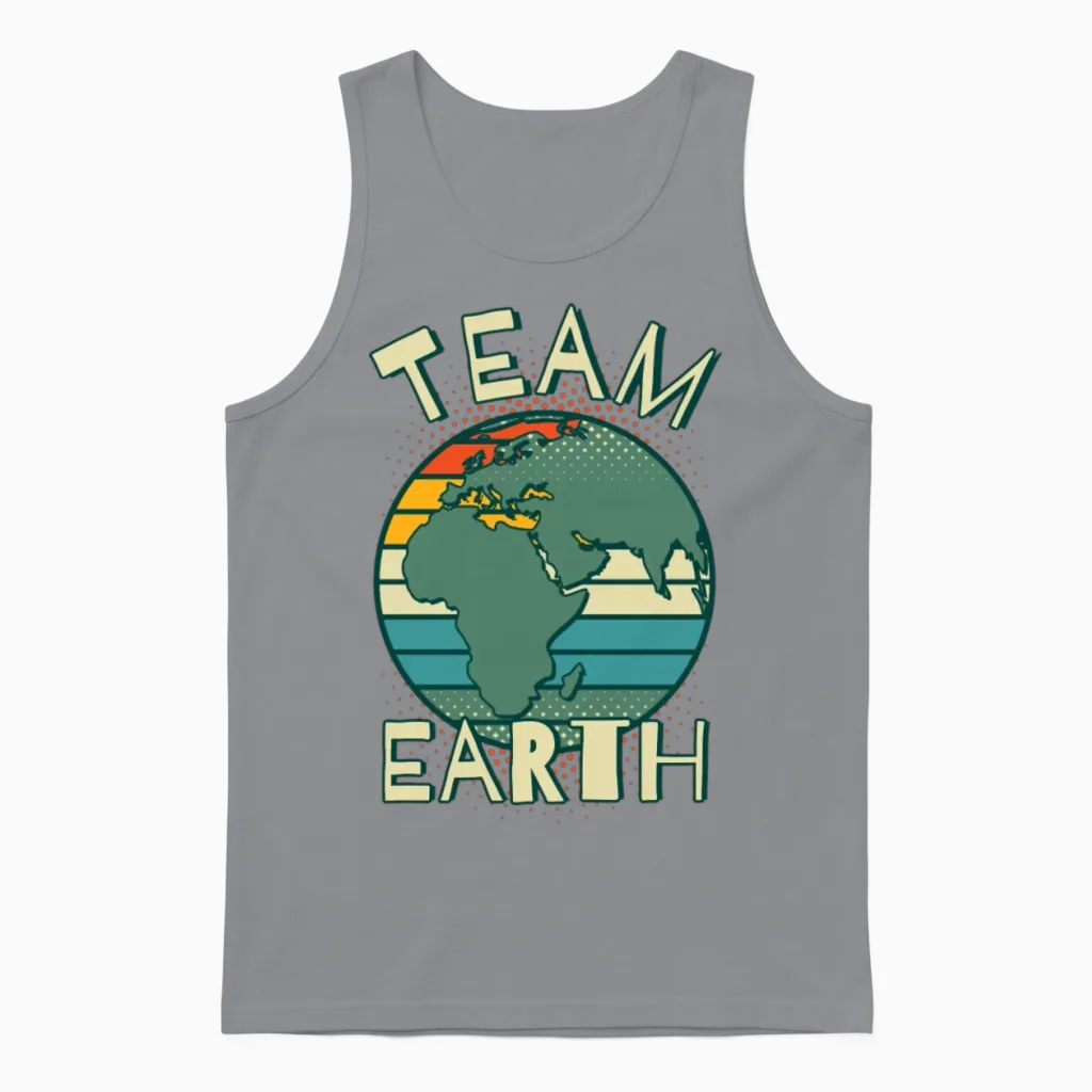 Team Earth Retro Colors Unisex Tank Top in Sport Grey