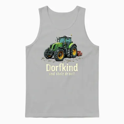 Dorfkind Und Stolz Drauf Farmer Tractor Saying T-Shirt, Black Unisex Tank Top - Ash