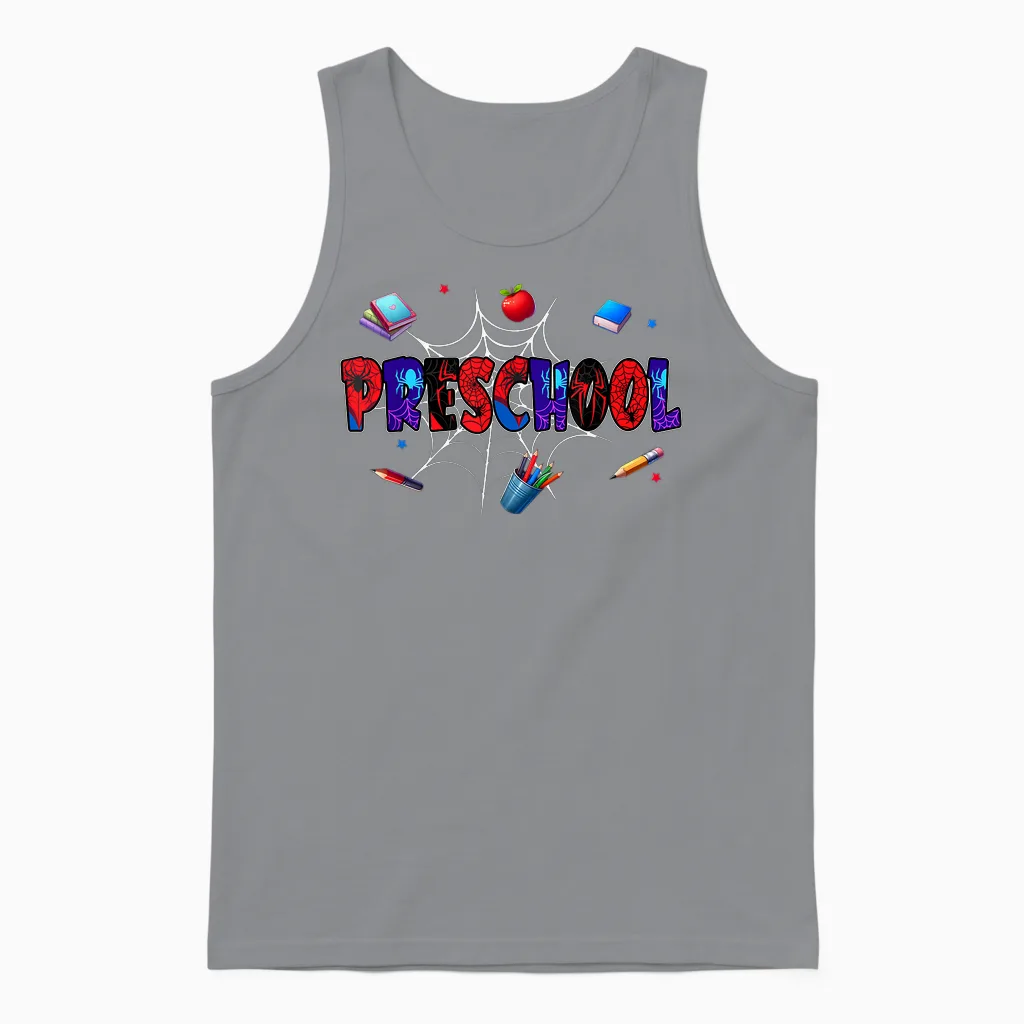 Hello Preschool Squad Spider Back to School Preschool Unisex Tank Top in Sport Grey