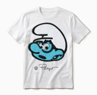 Smurfs Design with Brainy Smurf Unisex T-Shirt - White