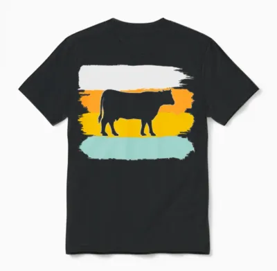 Cow Retro Unisex T-Shirt - Black