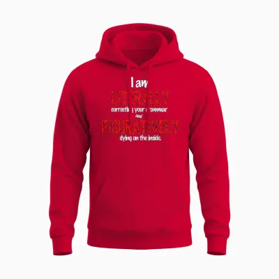 Correcting Grammar Unisex Hoodie - Red