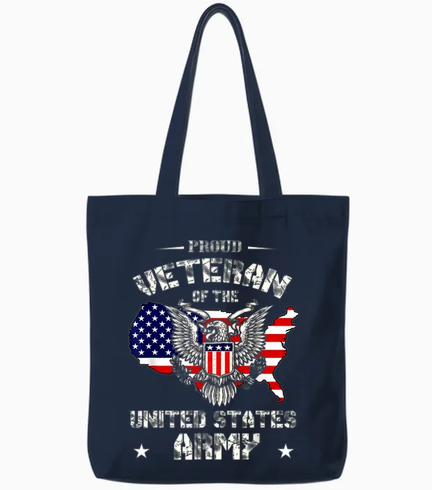 Proud Veteran of the Us Army - Usa Flag Soldier Veteran Tote Bags in Navy