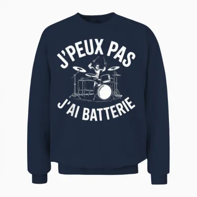 J'peux Pas J'ai Batterie Humour Gift Funny Battery Unisex Sweatshirt - Navy